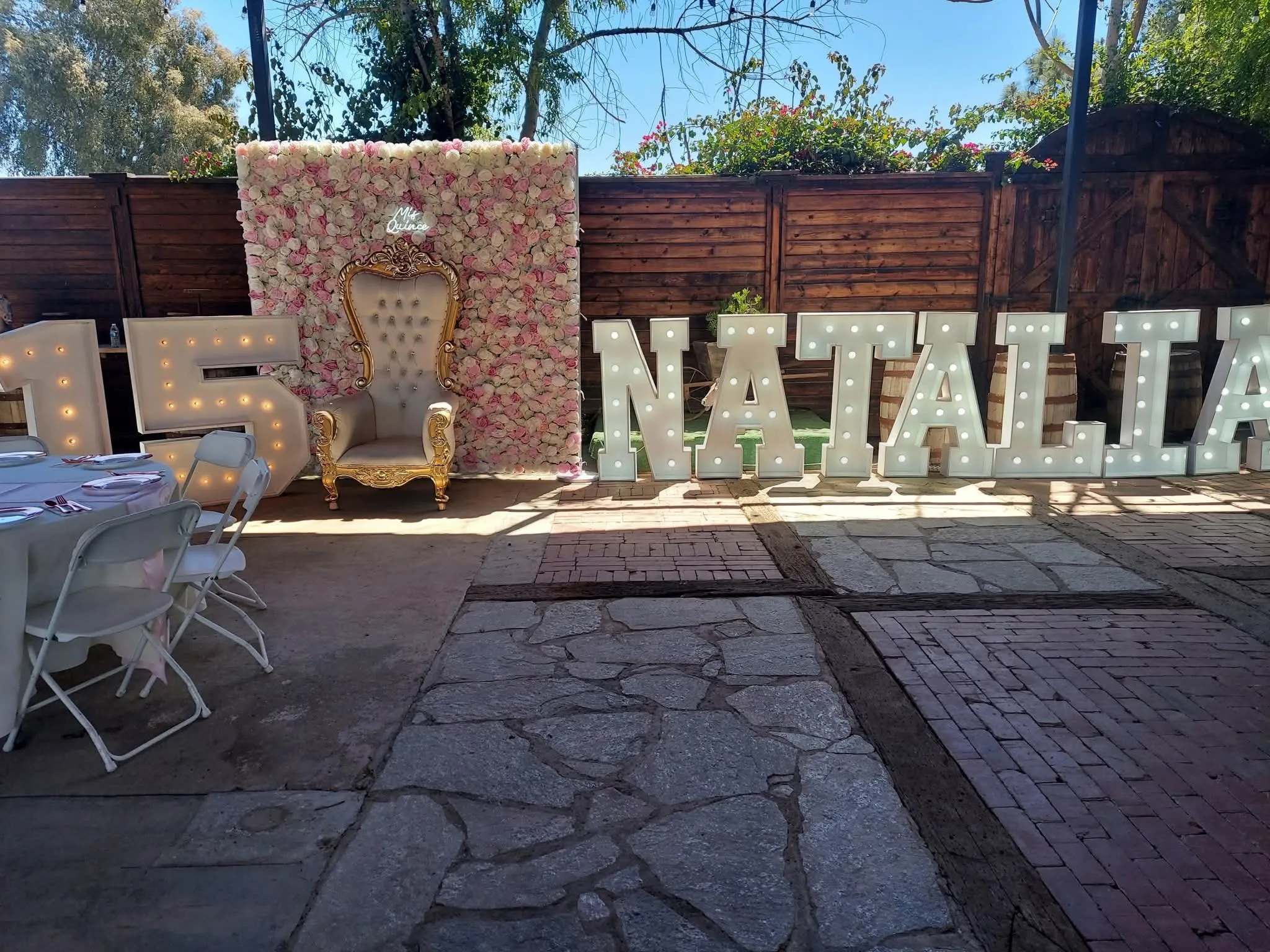 15th birthday event decoration with throne