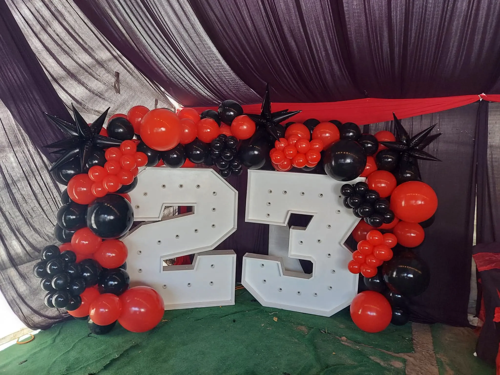 23rd birthday red and black balloon decoration